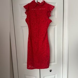 Alexia Admor Women’s Mock Neck Floral-Lace Sheath Dress Red Size S